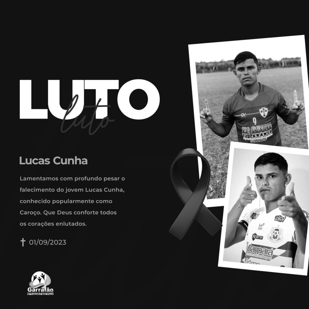 Profundo Pesar ao Falecimento do Jovem Garrafaense Lucas Cunha, Popular "Caroço".